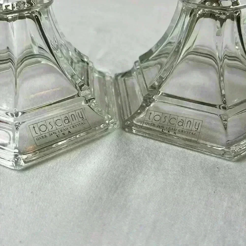 2 Matching Toscany Candleholders/Candle Sticks 24% Lead Crystal